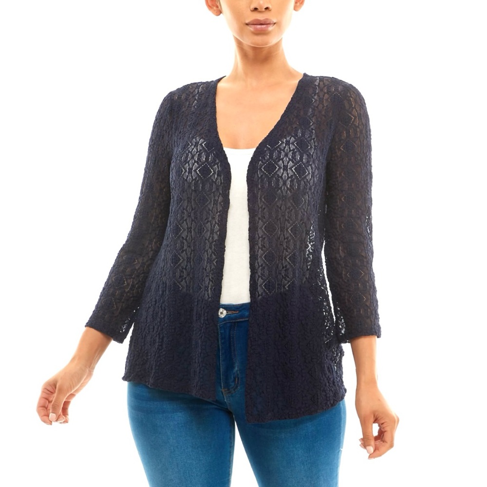 NWT Navy Open Knit Cardigan Size M